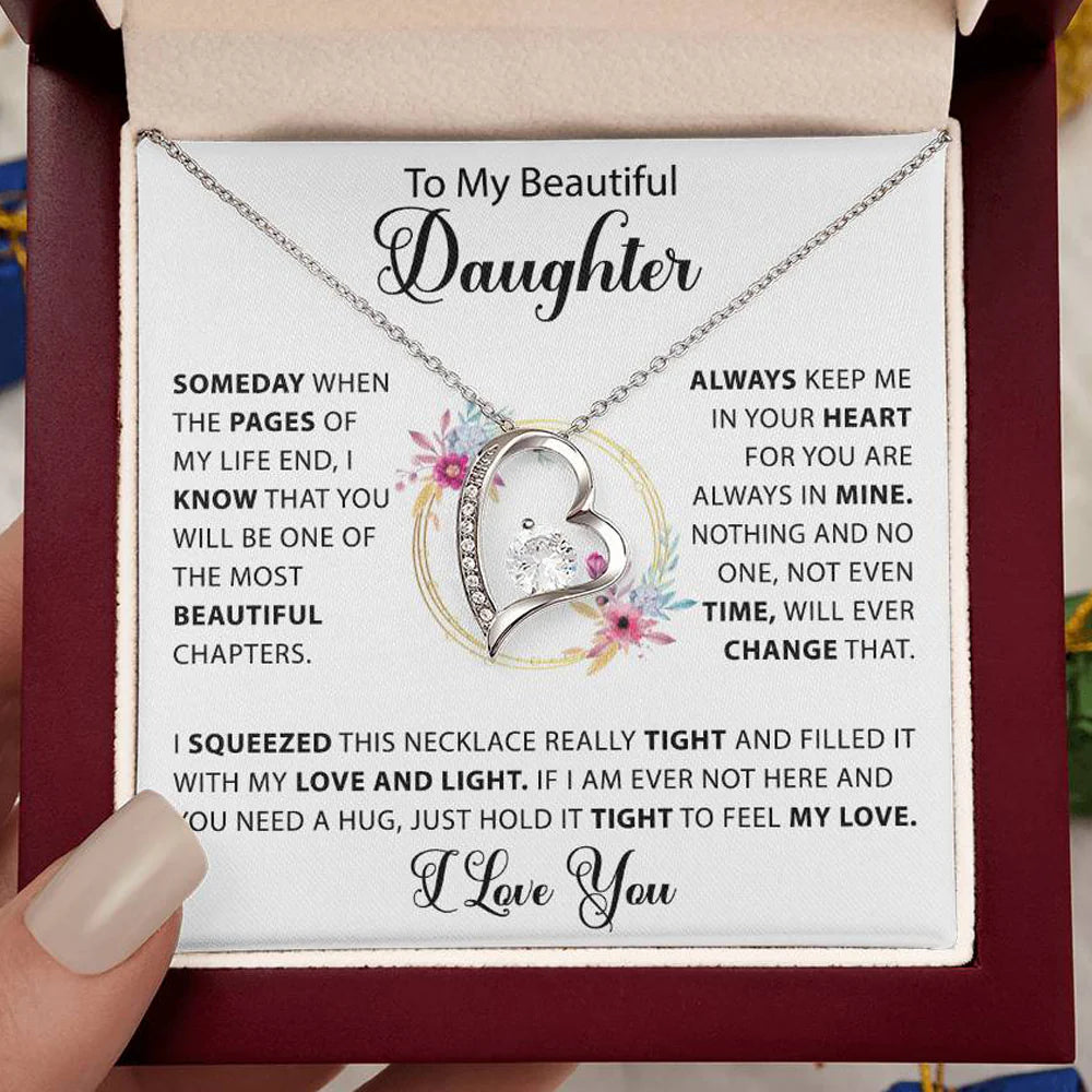 To My Beautiful Daughter -  Forever Love Necklace