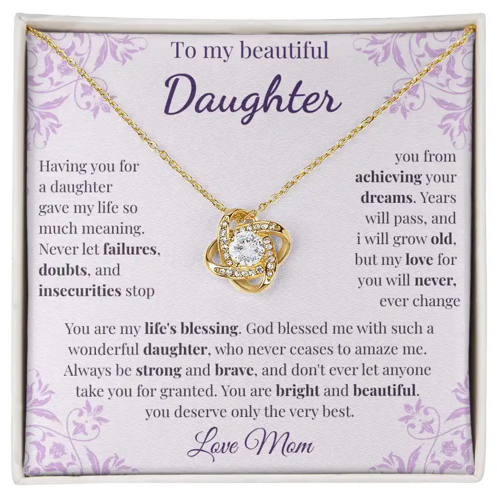 To My Beautiful Daughter – Love Knot Necklace