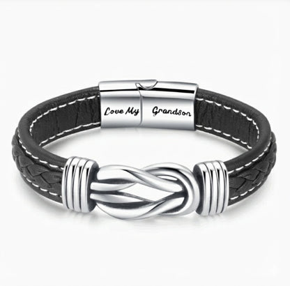 To My Grandson – Forever Linked Together Leather Bracelet